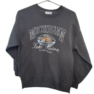 Refuge Dark Gray Michigan Lake Huron Crewneck Sweatshirt Women’s XS